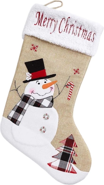 XXL Kerstsok - Sneeuwpop - Jute - 49 x 28 x 1 cm