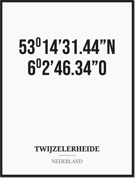 Poster/kaart TWIJZELERHEIDE met coördinaten