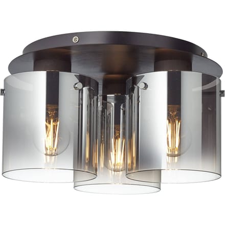 Brilliant Plafondlamp Beth - Koffie - Rookglas - 3xe27
