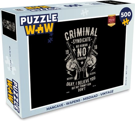 Puzzel Mancave - Wapens - Misdaad - Vintage - Legpuzzel - Puzzel 500 stukjes