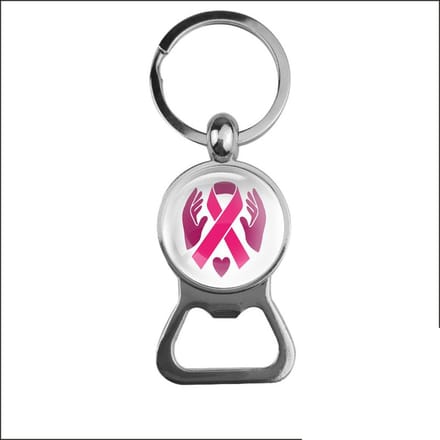Bieropener Glas - Pink Ribbon Met Handen