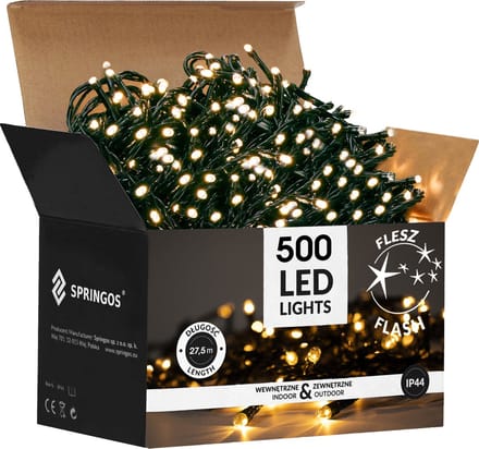 Springos Kerstverlichting | 27,5 m | 500 LED | Warm Wit + Koud Witte Flits