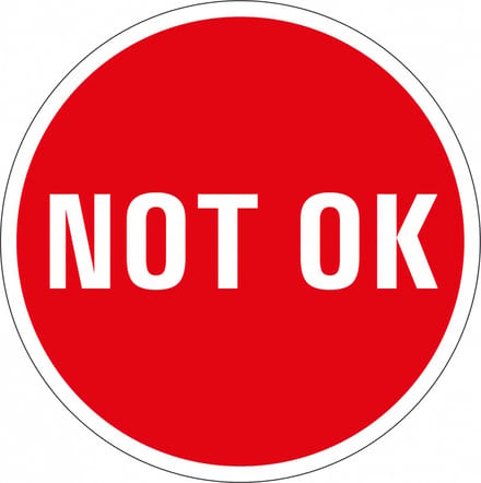 Not OK controlesticker, op vel 30 mm - 18 per kaart