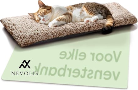 Nevolis Cat Window Bed 90 cm Self-Heating Mat Non-slip Soft Cozy Hammock Washable Cover Brown .