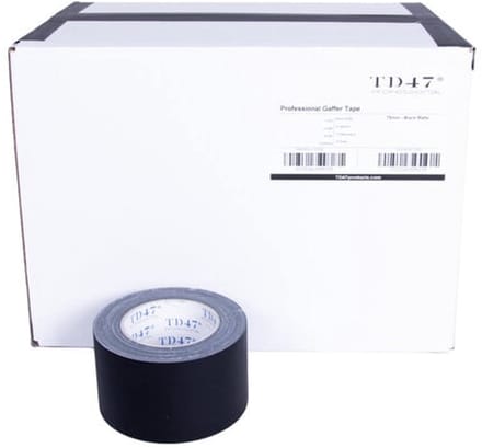 TD47 Professional Gaffa Tape 75mm x 25m Mat Zwart (Doos 18 Rollen)