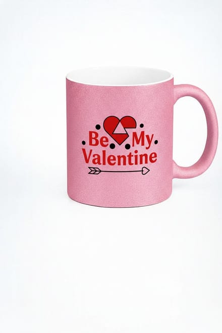 Valentijn Mok Roze Glitter 'Be My Valentine' - Cadeau Mok