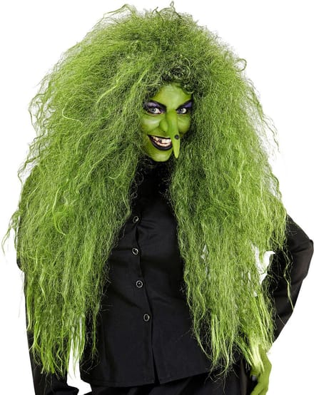 Groene heksenpruik XL