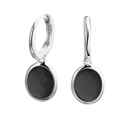 Zilver Gerhodineerde Oorringen onyx 1329194