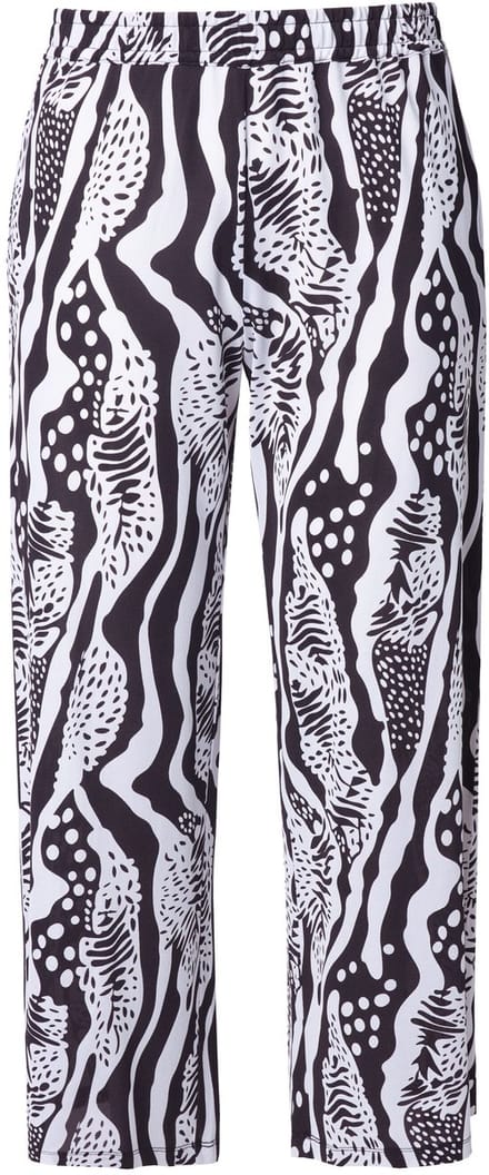 Ulla Popken - Dames - Slinky broek wijde rechte pijp elastische tailleband - Zwart - Maat 42+