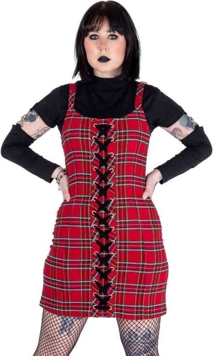 Chemical Black - Agatha 2 Piece Set Korte jurk - S - Rood/Zwart
