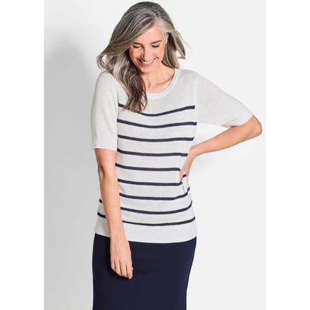 Pullover - wit / marine / gestreept - Gr. 20 van Goldner Fashion