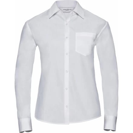 Russell Collection Dames/Dames Katoen Popeline Easy-Care Formeel Overhemd Met Lange Mouwen (Wit)
