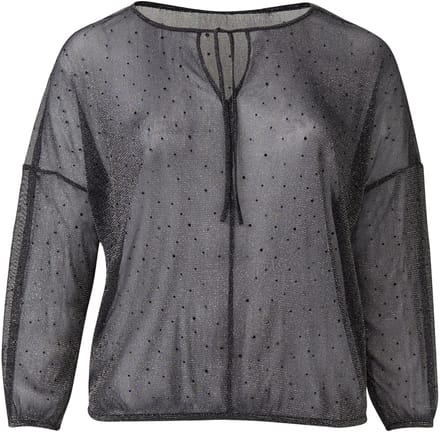 s.Oliver - female - Transparante blouse met glittergaren en edelstenen
