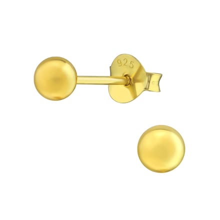 Joy|S - Zilveren oorknoppen 4 mm - basic - gold plated
