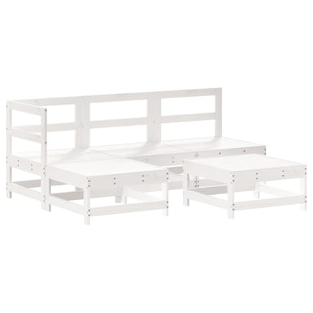 vidaXL - 5-delige - Loungeset - met - kussens - massief - hout - wit