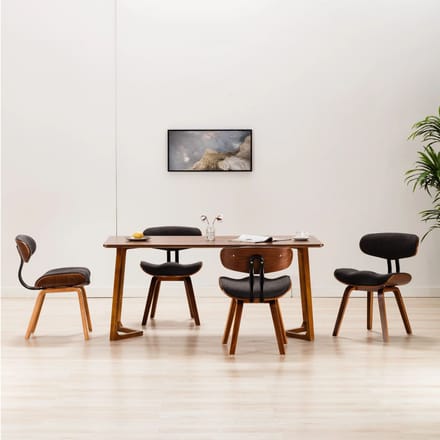 vidaXL - Eetkamerstoelen - 4 - st - gebogen - hout - en - stof - grijs