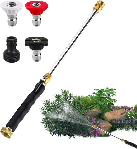 Hogedrukstaf - Tuinslang sproeier - Tuin reinigen - Universele snelkoppeling - 45 cm - Zilver