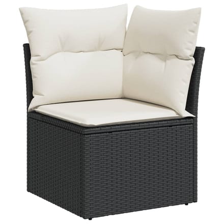 vidaXL - 7-delige - Loungeset - met - kussens - poly - rattan - zwart