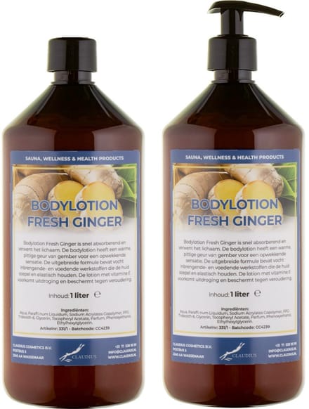 Bodylotion Fresh Ginger 1 Liter - met gratis pomp - set van 2 stuks