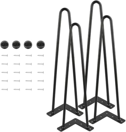 Set van 4 Tafelpoten Haarspeld Model 41 cm Zwart Metaal