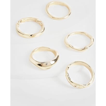 boohoo Dames Wave 5 Pack Ringen | Goud