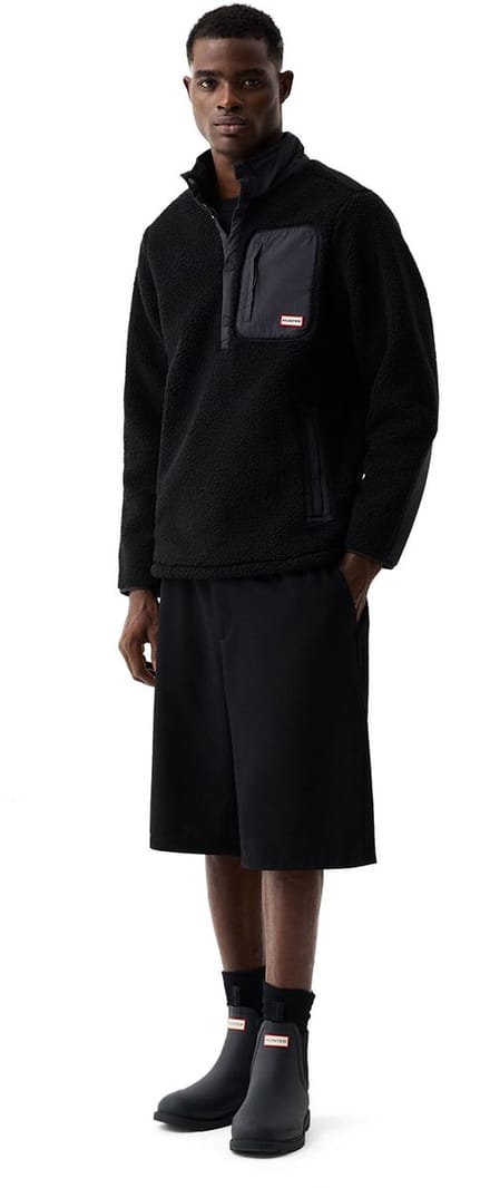 Hunter - Athol Half Zip Borg Fleece Jacket - Heren - Fleecevest - Zwart