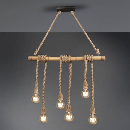 REALITY WILMA - Hanglamp - Bruin - excl. 6x E27 7 W - Plafondbevestiging - In hoogte verstelbaar