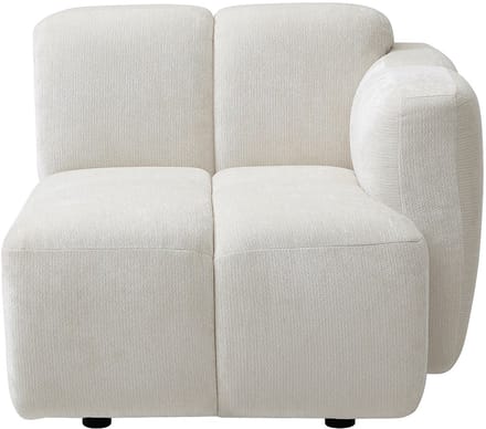 Vente-unique Hoekfauteuil rechts in gestructureerde gebroken witte stof CARLIVI