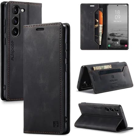 Luxe Flip Case met RFID Bescherming Kaarthouder en Magneetsluiting voor Galaxy S23 _ Zwart
