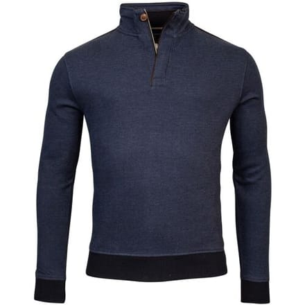 Baileys Trui Sweat Halfzip Jacquard Doubleface Interlock Denim Blue / male