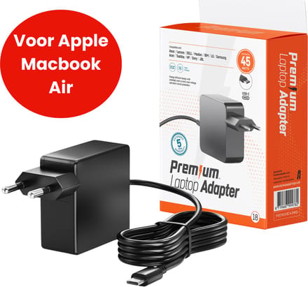 45W USB-C Laptop oplader voor Apple MacBook Air - Alle modellen vanaf 2018 - Kabel + Adapter
