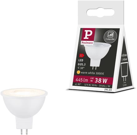 Standaard 12 V 3-Step-Dim LED-reflector GU5,3 445lm 6W 3000K dimbaar Wit mat