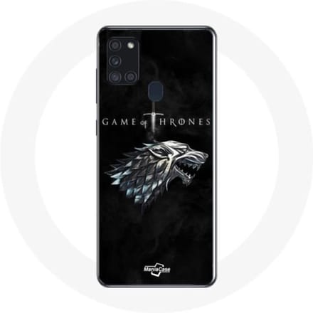 Coque pour Samsung Galaxy A21S Game of Thrones Saison 8 Le Trône de Fer La maison Stark Logo L'hiver