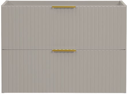 Vente-unique Geribbeld hangmeubel onder wastafel - Beige - L80 cm - ZEVARA