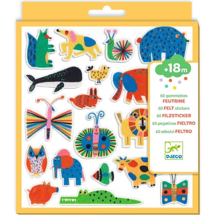 DJECO vilt stickers Overal dieren 18 mnd +