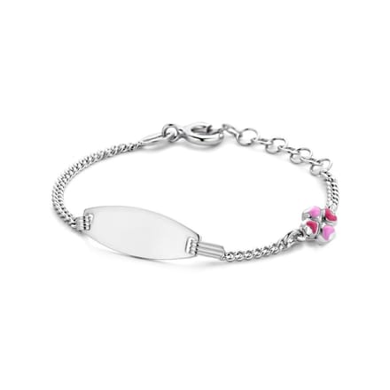 Zilveren Graveerarmband klaver plaat 6,5 mm 11 + 2 cm - 1336394