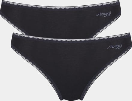 Sloggi dames Basic Tai GO organische slip 2-pack  - XS  - Zwart