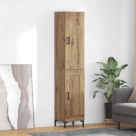 vidaXL - Highboard - Artisan - Eiken - 34,5 - x - 34 - x - 180 - cm - Bewerkt - hout