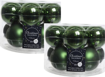 Decoris Kerstballen set - 20x stuks - donkergroen - glas - 6 cm - glans en mat - kerstversiering