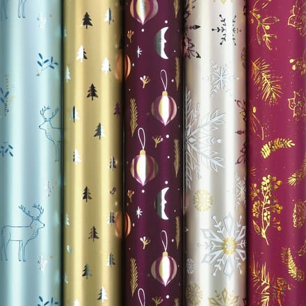 ICELAND Metallic assortiment kerstcadeaupapier inpakpapier - 150 x 70 cm - 5 rollen