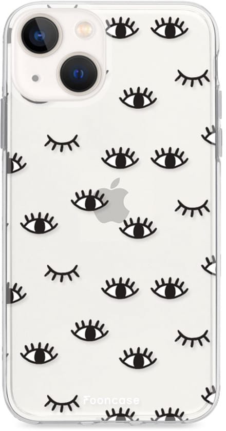 Fooncase Hoesje Geschikt voor iPhone 13 Mini - Shockproof Case - Back Cover / Soft Case - Eyes / Ogen