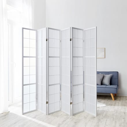 Homestyle4u Kamerscherm 6 panelen - 264x175 cm - wit - 6-delig - Shoji