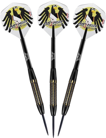 Bull's Max Maximiser Hopp Zwart - Steeltip Brass Dartpijlen - 21 Gram
