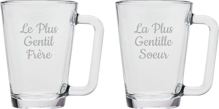 Theeglas gegraveerd - 26cl - Le Plus Gentil Frère & La Plus Gentille Soeur