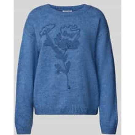 Gebreide pullover met bloemenstitching
