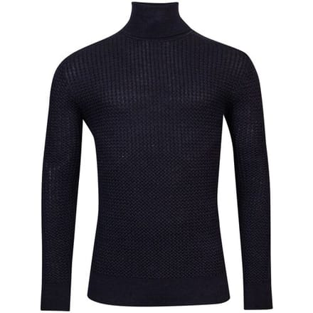 Thomas Maine Trui Merino Col Allover Structure Knit Navy / male