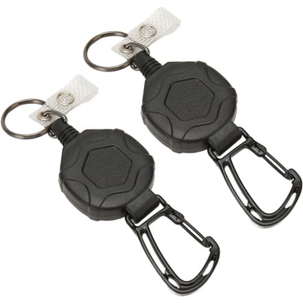 2 stuks Intrekbare Sleutelhanger Heavy Duty Karabiner ID-badgehouder met Intrekbaar Stalen Draadtouw black
