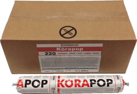 Korapop 220 grijs ms polymeer worst 600 ml zwart