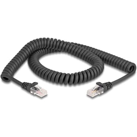 Delock 87993 RJ45 Netwerkkabel, patchkabel CAT 5e 2.00 m Zwart Spiraalkabel 1 stuk(s)