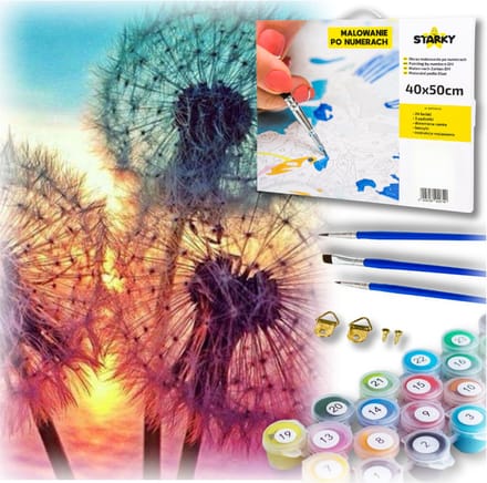 Starky Creative Painting Set - Dandelions - 40x40 cm - DIY Schilderij - Inclusief Lijst